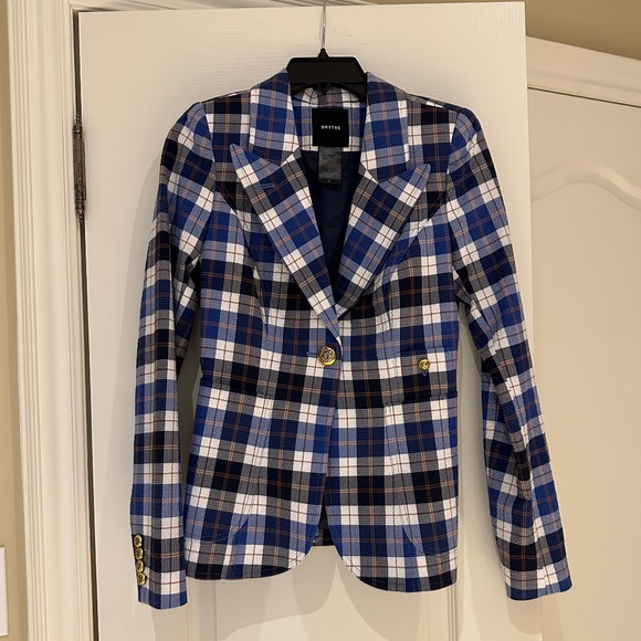 Smythe Patch Pocket Duchess Blazer Blue Plaid - Picture 4 of 15